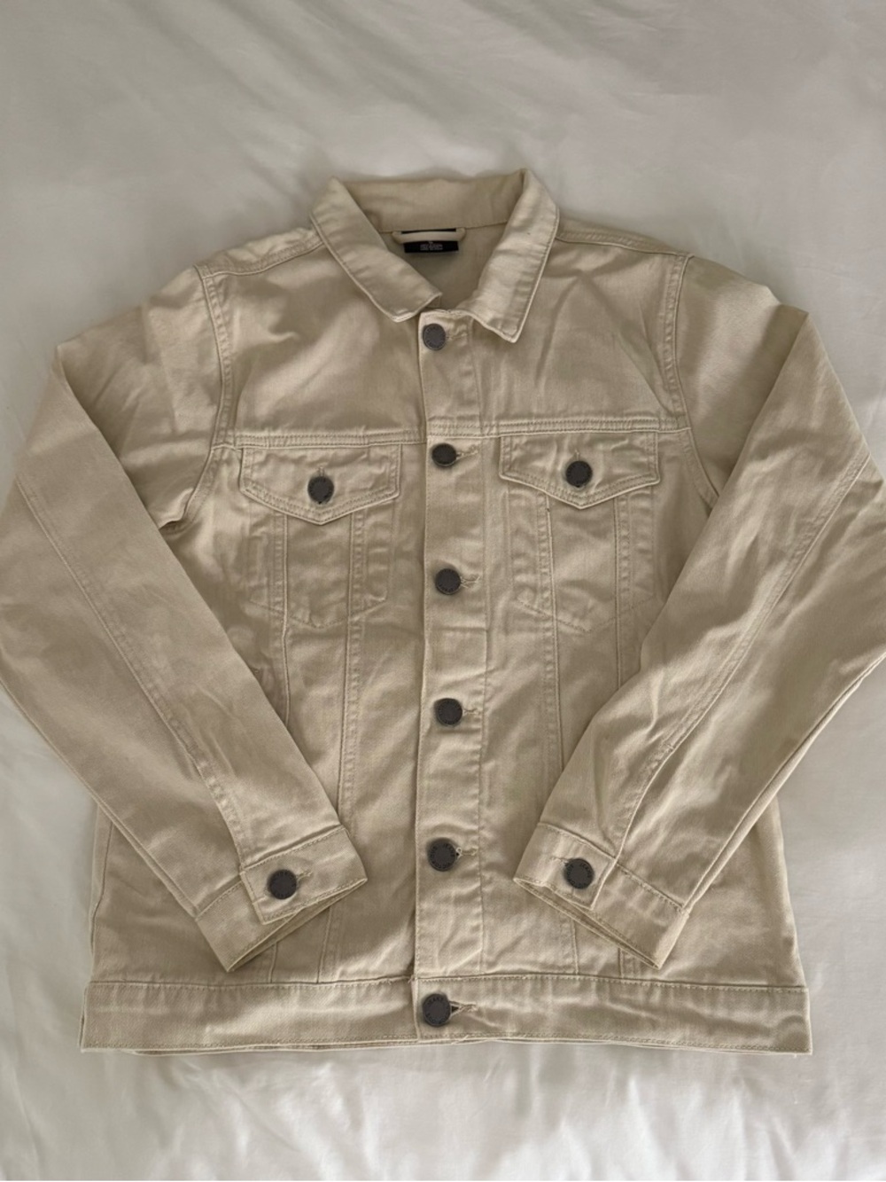Lightweight Cream Denim Jacket - Casual Button-Front